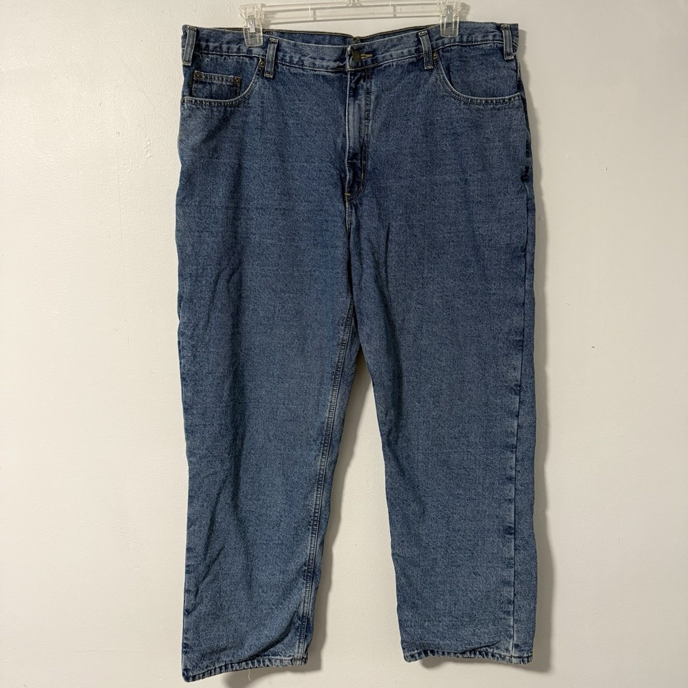 FULL BLUE Men's Flannel-Lined Jeans Medium Wash Straight Leg 100% Cotton 42 x 30